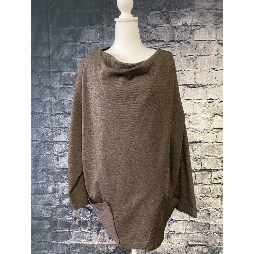 Mansion Kanae Sweater Womens Medium Brown 100% Wool Open Front Cardigan‎ Pockets